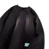 Sudadera casual deportiva de otoño con cuello redondo para hombre, jersey con estampado jacquard, manga larga, versátil, capa base de moda, negro