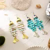 Pendientes de concha de ojo de diablo estilo océano europeo y americano Pendientes largos de borla bohemia Pendientes de vacaciones Venta al por mayor
