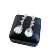 Pendientes de Diamante Gota de Agua, Lujo Ligero, Borlas Brillantes de Perlas de Imitación, Pendientes Exquisitos y Sencillos Estilo Coreano para Mujer