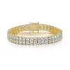 Produtos Transfronteiriços, Populares na Europa e América, Pulseira Tennis Hip-Hop com Zircônias Incrustadas de 3mm, Pulseira Tennis de Duas Fileiras, Luxo Leve