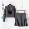 Comercio exterior transfronterizo, con servicio postventa, conjunto auténtico JK de dos piezas en color gris, uniforme escolar JK estilo marinero, falda plisada, falda de color liso