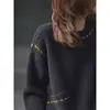 2026 Tricô Gola Redonda Feminino Outono Inverno Novo Solto Emagrecedor Ombro Caído Design de Linha Pontilhada Senso de Design Moda Suéter Redutor de Idade Tendência
