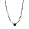 Exquisito collar negro de amor estilo ins dulce fresco frío moda cadena para clavícula pequeño collar viral para mujer