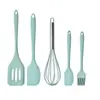 Juego de Utensilios de Cocina de Silicona Rascador Juego de 5 Piezas Utensilios de Repostería Juego Completo Pala Pala de Silicona Brocha para Aceite Batidor de Huevos Cuchara para Cocinar Pala