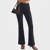Calça Flare de Cintura Alta Secagem Rápida Estilo Europeu e Americano para Mulheres, Venda Quente Transfronteiriça Skinny com Efeito Levanta Bumbum Elástica Longa Flare, Calça Esportiva