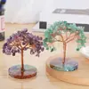 Árvore do Dinheiro de Pedra Natural Transfronteiriça Decoração Criativa para Mesa de Casa e Escritório Base de Resina Colorida Árvore da Vida com Cascalho de Cristal