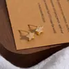 Pendientes de Botón de Fuegos Artificiales Chapados en Oro Real de 18 Quilates con Circonita Cúbica Europea y Americana Resina Aguja de Plata Pendientes de Moda de Gama Alta para Mujer