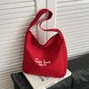 Bolsa de Tecido Versátil Coreana para Mulheres 2025 Nova Casual Letra Grande Capacidade Ombro Transversal Bolsa Tote Simples Bolsa Feminina