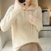 Nueva sudadera con capucha de manga larga, suéter corto estilo coreano para mujer, tejido casual de invierno, corte holgado