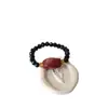 Anillo de Cinabrio Piedra Cruda Arena Dorada Púrpura Cuentas Pixiu Flor Rosa Anillo de Espinela Anillo Elástico Suministro en Vivo