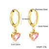 Pendientes de Diamante en Forma de Corazón de Temperamento Pendientes de Diseño de Nicho Ins Acero Inoxidable Chapado en Oro de 18K Venta Directa de Fábrica