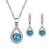 Conjunto de Colar e Brincos de Zircônia Gota Popular Transfronteiriço, Acessórios de Casamento para Noivas, Joias da Moda Europeia e Americana com Microincrustação
