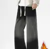 Jeans Lavados con Degradado de Marca Americana de Moda para Invierno 2025 para Hombres y Adolescentes, Pantalones Rectos Sueltos Versátiles y Modernos