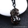 Colgante de obsidiana natural con forma de codo de Longma para hombre y mujer, colgante de obsidiana dorada con hielo y ojo de arcoíris, venta al por mayor