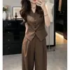 Conjunto Slimming Feminino Retrô 2026 Verão Novo Estilo Chic Maduro Colete sem Mangas com Decote V + Calça de Pernas Largas Conjunto de Duas Peças