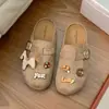 Sapatos Femininos Fofos Estilo Birkenstock com Solado Grosso para Aumento de Altura 2026 Nova Coleção Primavera Slip-On Bico Fechado Mules para Uso Externo