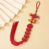 Pingente de Paz de Cabaça com Moeda de Cobre e Nó Chinês, Enfeite Festivo para Pendurar no Carro, Decoração para Porta Interna e Mesa de Cabeceira