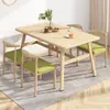 Juego de mesa y sillas de comedor nórdicas para el hogar, económico, tipo apartamento pequeño, mesa de comedor para 4 personas 6 personas, comercial, propiedad de alquiler, mesa de comedor simple
