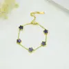 Pulsera de Acero Inoxidable de Cinco Hojas de Trébol de 9 mm, Flor de Ciruelo Colorida, Moda Europea y Americana, Accesorio Versátil, Más Vendido en Línea