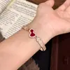 Pulsera de Calabaza Roja del Mismo Estilo de Liu Shishi con Incrustaciones Completas de Diamante para Mujer, Pulsera Gruesa de Oro Real en Estilo Chino Tradicional, Pulsera de Nuevo Estilo Chino