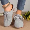 Comercio transfronterizo, ocio, Baotou, medias zapatillas para mujer, 2024, nuevas cuñas con cordones, estilo europeo y americano, zapatillas huecas de talla grande