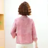Nova roupa de verão estilo chinês para mães, camisa tradicional de manga três quartos, nova blusa estampada da moda para mulheres de meia-idade e idosas no verão