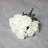Flores Artificiales para Salón de Bodas, Ramo Falso de Rosas de 9 Cabezas, Adornos para Decoración del Hogar, Flores de Mano, Pared de Flores de Seda Transfronteriza