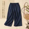 342 Conjunto#Cânhamo Algodão Linho Conjunto Completo Mulher Verão Camisa de Linho Calça de Perna Larga Casual Roupa de Mãe Conjunto de Duas Peças