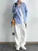 Nova Camisa Masculina de Manga Longa Jovem Casual de Negócios Versátil Listrada Peça de Roupa para Todas as Estações
