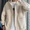 Suéter Cardigan Waffe de Veludo Cotelê Japonês Masculino Primavera e Outono Cor Sólida Com Capuz Solto Tendência Marca Jaqueta Jaqueta de Casal