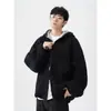 Sudadera Cardigan con Capucha y Doble Cremallera Marca Trendy Americana para Hombres y Mujeres Temporada Otoño e Invierno Sudadera con Capucha Pesada de Moda Atractiva para Parejas