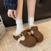 Sapatos Mary Jane Peludos Ultra Leves com Solado Grosso e Forro de Lã para Mulheres, Novos 2026 Outono e Inverno Chinelos de Algodão Estilo Birkenstock