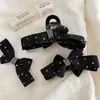 Elegante Pinza para el Cabello de Terciopelo con Lunares de Pedrería Textura Dulce Lujo Ligero Estilo Coco Pinza Banana Parte Posterior de la Cabeza Accesorio para el Cabello