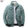 Abrigo acolchado de algodón para hombre, invierno, nuevo abrigo cálido con forro polar y rombos acolchado de algodón, estilo coreano, moderno, cuello alto corto, para jóvenes, disponible en stock
