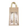 Bolsa de Yute Estilo Nórdico para Vino, Bolsa de Mano de Yute para Botella de Vino, Película de Ventana Transparente, Bolsa de Embalaje de Yute para Vino