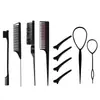 Set Popular Transfronterizo de Diez Piezas para Peinar el Cabello, Herramientas de Estilismo, Peine de Cardar, Peine de Cola con Aguja de Acero, Set de Peines para Maquillaje y Peinado