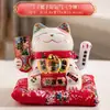 Estatueta de gato da sorte em cerâmica estilo japonês, mão acenando elétrica, tamanho grande, adequada para inaugurações de lojas, caixas registradoras, balcões de recepção, decoração de casa e como presente