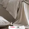 Estética de la Dinastía Song Clase A Juego de ropa de cama acolchada de algodón y lino estilo japonés con borde de volantes, ropa de cama de algodón lavado jacquard de color puro sin teñir