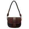 Bolso pequeño de lana a cuadros de color contrastante de diseño exclusivo para mujer 2023 Invierno nuevo bolso de sillín de un solo hombro cruzado de alta calidad