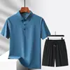 Nuevo Traje Deportivo Casual, Traje Casual de Seda de Hielo, Disponible en Múltiples Colores, Conjunto de Shorts Polo, Unisex, Color Sólido