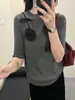 Diseñado con Decoraciones Florales, Suéter de Punto de Manga Media para Mujer, Nuevo Estilo Otoño Temprano 2026, Suéter Base Interior