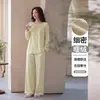 Pijama de Franela Grueso Cálido de Manga Larga para Mujer Invierno Otoño e Invierno Talla Grande Casual Estilo Primavera y Otoño Forro Polar Delgado Se Puede Usar Fuera de Casa Ropa de Casa
