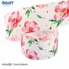 Fio Floral Fresco Pequeno com Fita de Flor Rosa Laço Artesanal DIY Embalagem de Presente Fita de Poliéster