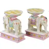 Suporte de Lâmpada de Elefante com Desenhos Pintados e Esculpidos, Suporte para Lâmpada de Manteiga para Oferta a Buda, Ornamento de Decoração para Festivais em Casa, Suporte de Lâmpada de Elefante Auspicioso e de Boa Sorte