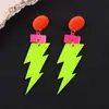 Pendientes Geométricos Transfronterizos en Colores Fluorescentes, Forma de Rayo, Pendientes Largos Irregulares Triples de Acrílico, Colgantes de Oreja, Accesorios para Orejas para Mujeres