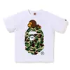 Roupas Infantis Transfronteiriças Verão Camuflagem Bape Macaco Grande Conjunto de Verão Infantil Unissex Camiseta de Algodão Manga Curta Design de Cabeça de Macaco Bebê