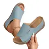 Sapatos boca de peixe, sandálias anabela com tira, chinelos casuais para mulheres, simples 2025 sola grossa larga nova moda tamanho grande transfronteiriço