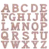 Cor AB rosa 5cm hot drilling letra pasta 26 alfanuméricos bordado tecido pasta DIY acessórios de vestuário decoração