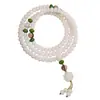 Venta al por mayor de fábrica Pulsera Simple de Raíz de Bodhi de Jade Blanco Cuentas de Manzana 108 Cuentas Cuentas del Rosario Pulsera para Hombres y Mujeres