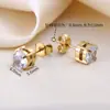 Brincos de Tarraxa com Zircônia de Quatro Garras de Camada Dupla Mais Vendidos no Exterior, Brincos da Moda Estilo Coreano, Venda Direta e Atacado do Fabricante